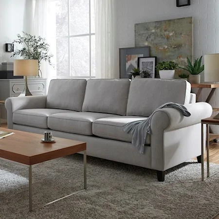 Transitional Sofa with Rolled Arms