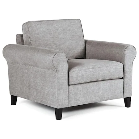 Transitional Chair with Rolled Arms