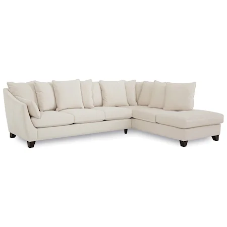 Transitional 4-Seat Sectional Sofa with Scatterback Pillows and RAF Chaise Lounge