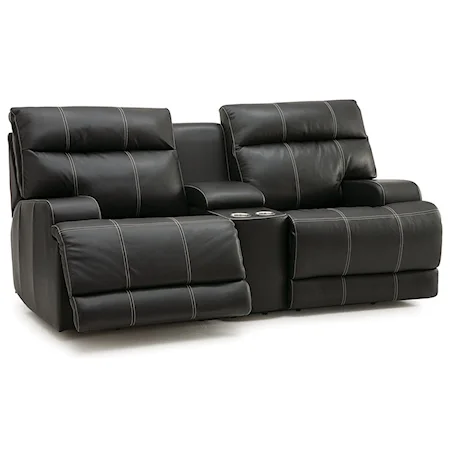 Contemporary Loveseat Console w/ Power Recline