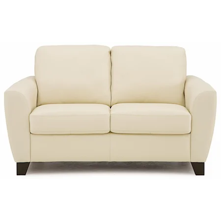 Contemporary Stationary Loveseat with Flair-Tapered Arms