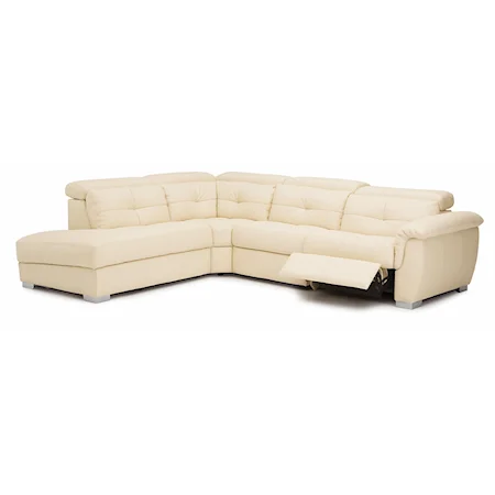 Transitional Power Reclining Sectional Sofa with Retractable Headrests and RHF Nest