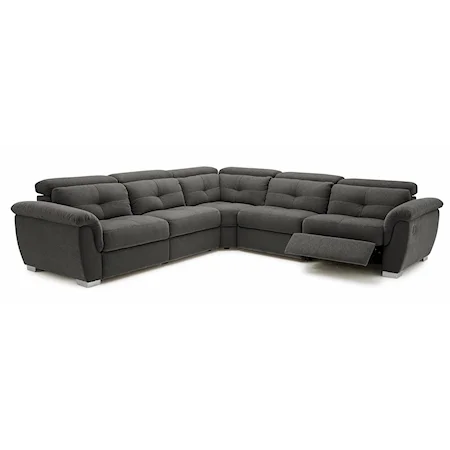 Transitional Power Reclining Sectional Sofa with Retractable Headrests