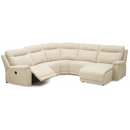 Contemporary Right Hand Facing Sectional w/ Chaise & Recliner