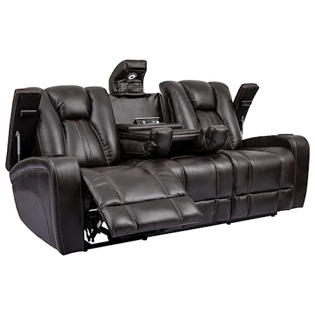 Power Reclining Sofa with Adjustable Headrests and Power Center