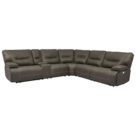 Reclining Sectional with Power Headrests and USB Ports