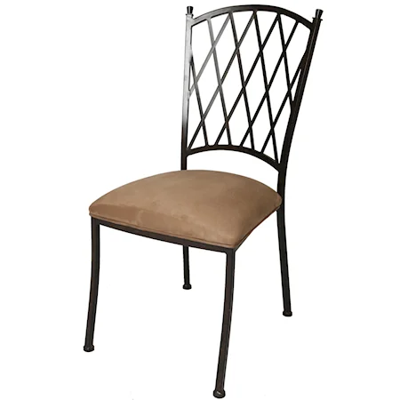 Metal Dining Side Chair with Topanga Brown Fabric