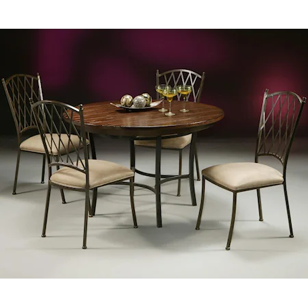 Five Piece Metal & Wood Table with Side Chairs Set