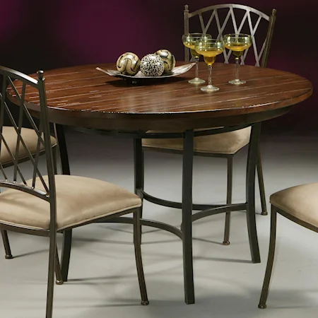 48" Round Table with Metal Leg Base & Wood Tabletop