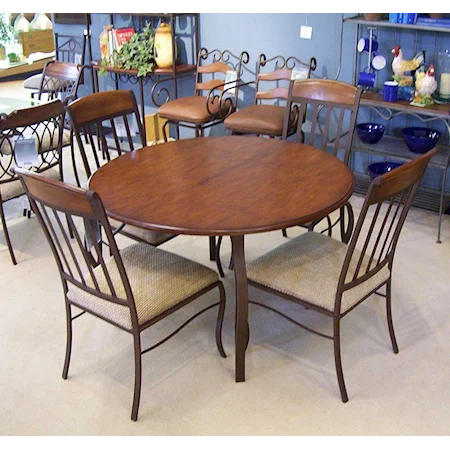 48" Round Table and 4 Metal Side Chairs