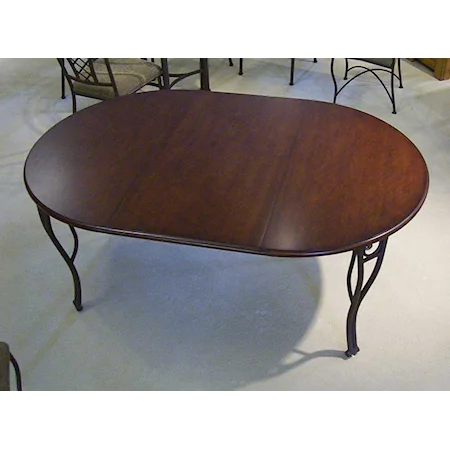 72" Metal and Wood Oval Table