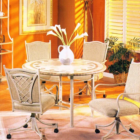 48" Round Marble Table and 4 Caster Chairs