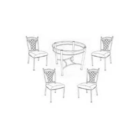 42" Round Glass Table and Four Metal Chairs
