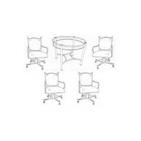 48" Round Glass Table and Four Caster Chairs