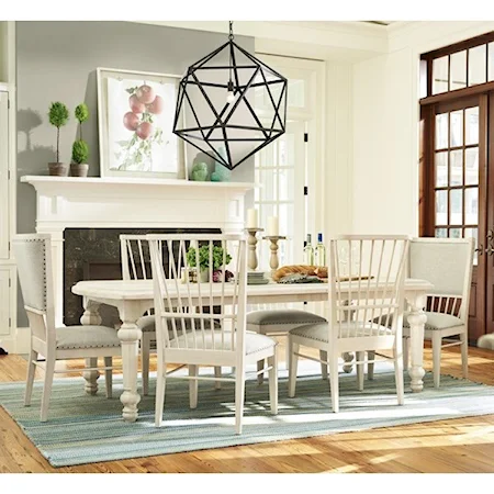 Seven Piece Dining Set with Two 18" Table Leaves with Windsor Back Chairs