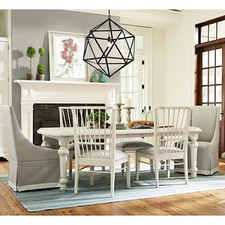 Seven Piece Dining Set with Two 18" Table Leaves with Windsor Back Chairs