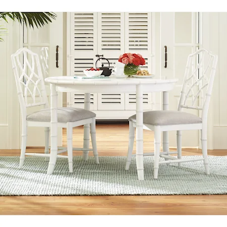 Three Piece Dining Set with Bamboo Inspired Framing