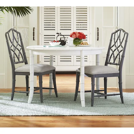 Three Piece Dining Set with Bamboo Inspired Framing