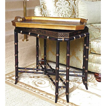 Black Chinoiserie Butler End Table