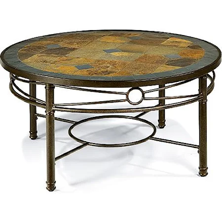 Round Coffee Table w/ Slate Top