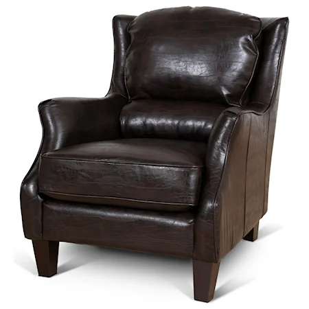 Traditional Wing Chair with Exposed Wood Legs