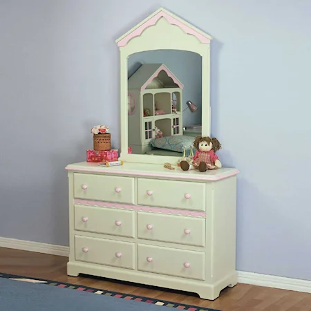 Six Drawer Dresser and Mirror