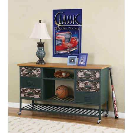 Drawer Dresser with Shelves and Six Drawers