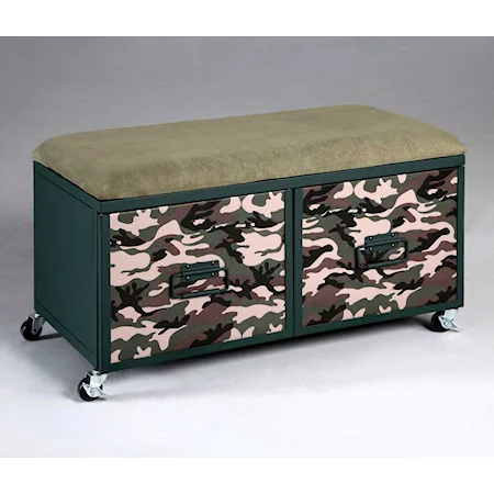 Upholstered Seat Bench with Drawers and Casters