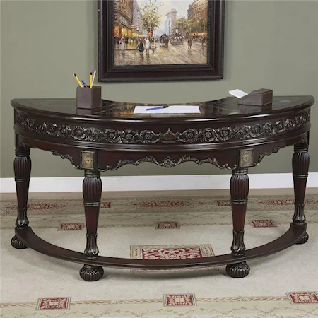 Hunt Desk with Distressed Faux Mahogany w/Hand Painted Floral Motif