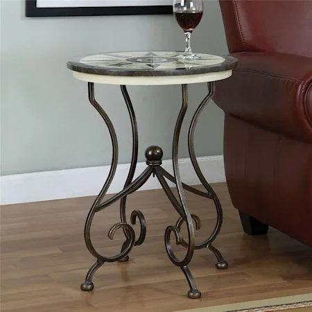 Compass Pattern Round Accent Table
