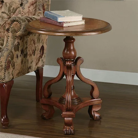Accent Table w/Turned Pedestal & Reeded Baluster Supported Base