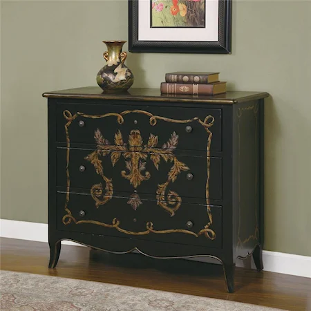 Antique Black Rub-Through Hall Chest