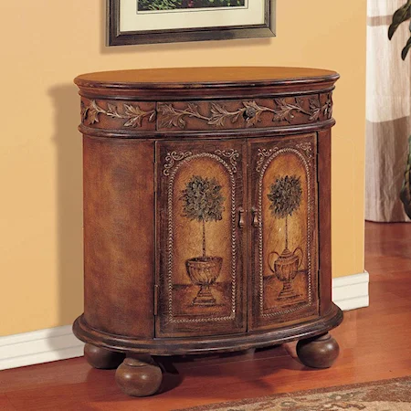 Hand Painted Topiary Console Cabinet