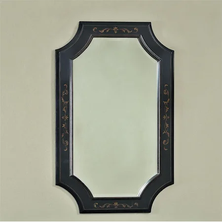 Antique Rub-Through Black & Medium Pecan Shield Mirror