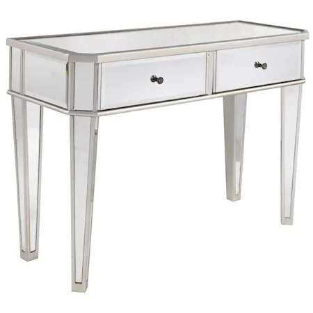 Silver Wood Console with Mirrors