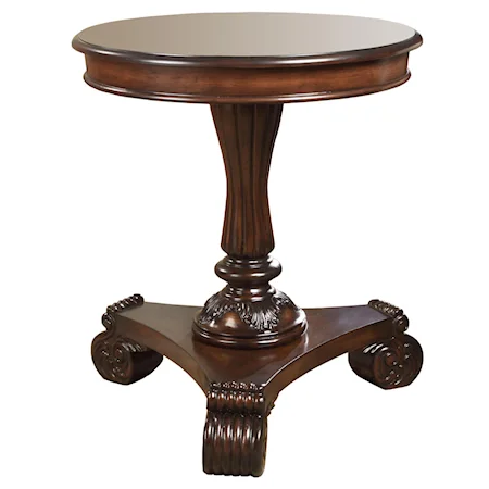 Round End Table with Decorative Base