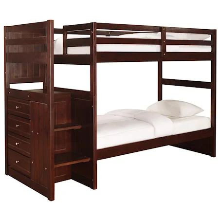 Twin Over Twin Chest End Bunk Bed with 4 Drawers