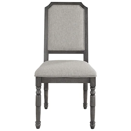 Transitional Upholstered Dining Side Chair with Turned Legs