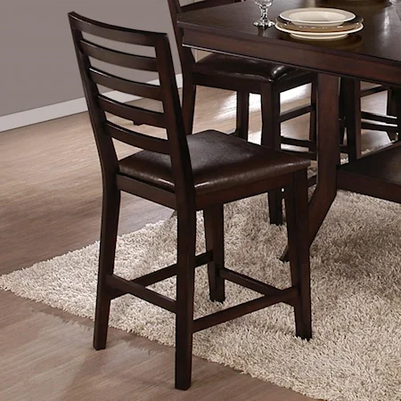 Contemporary Counter Chair with Brown Faux Leather Seat