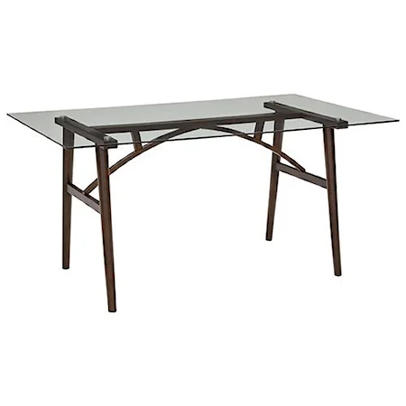 Contemporary Rect. Dining Table with Glass Table Top