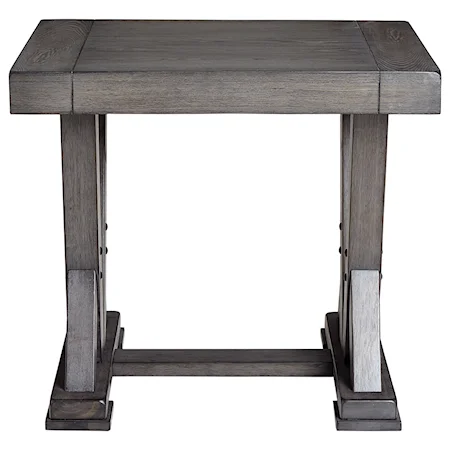 Relaxed Vintage Rectangular End Table with Trestle Base