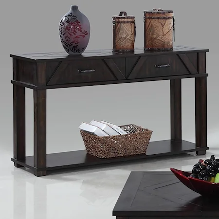 Rustic Sofa/Console Table with 2 Drawers & Shelf