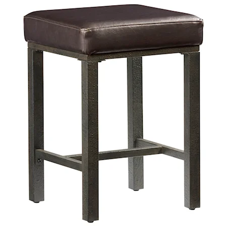 Industrial Counter Stool with Upholstered Seat