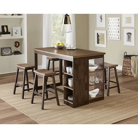 Casual Counter Height Table and Stool Set