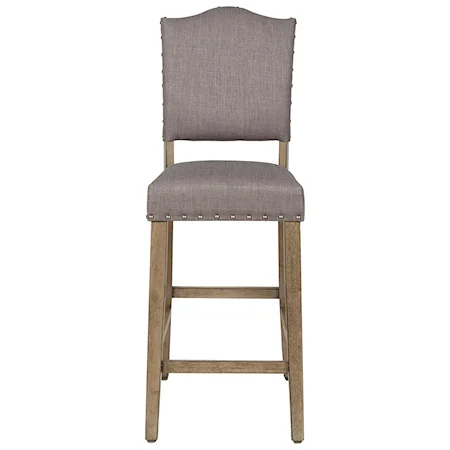 Transitional Upholstered Counter Chair with Nailhead Trim