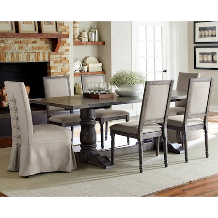 7-Piece Rectangular Dining Table Set with Parsons Chairs & Upholstered Back Chairs