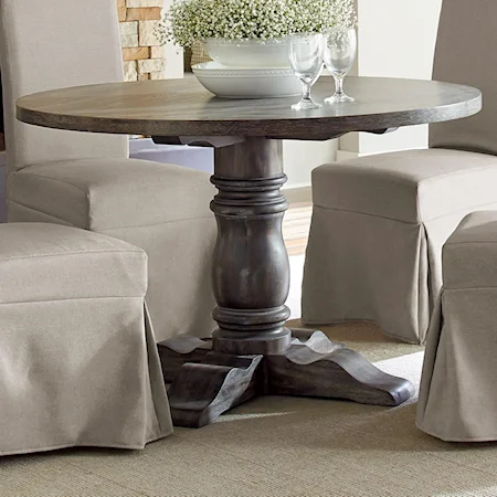 Transitional Round Dining Table with Turned Pedestal