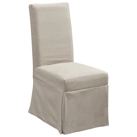 Upholstered Parsons Chair w/ Cover and Back Ties