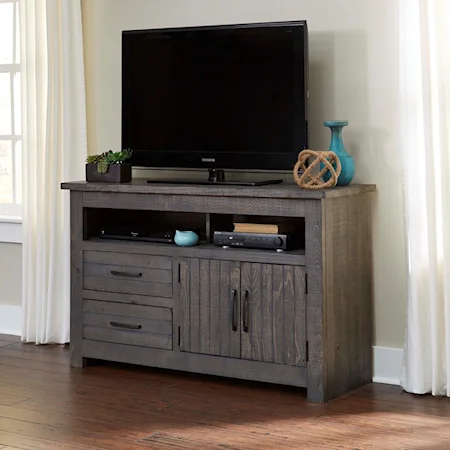 54 Inch Console with Grooved Drawers and Doors