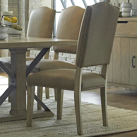 Transitional Dining Side Chair With Nail Trim
